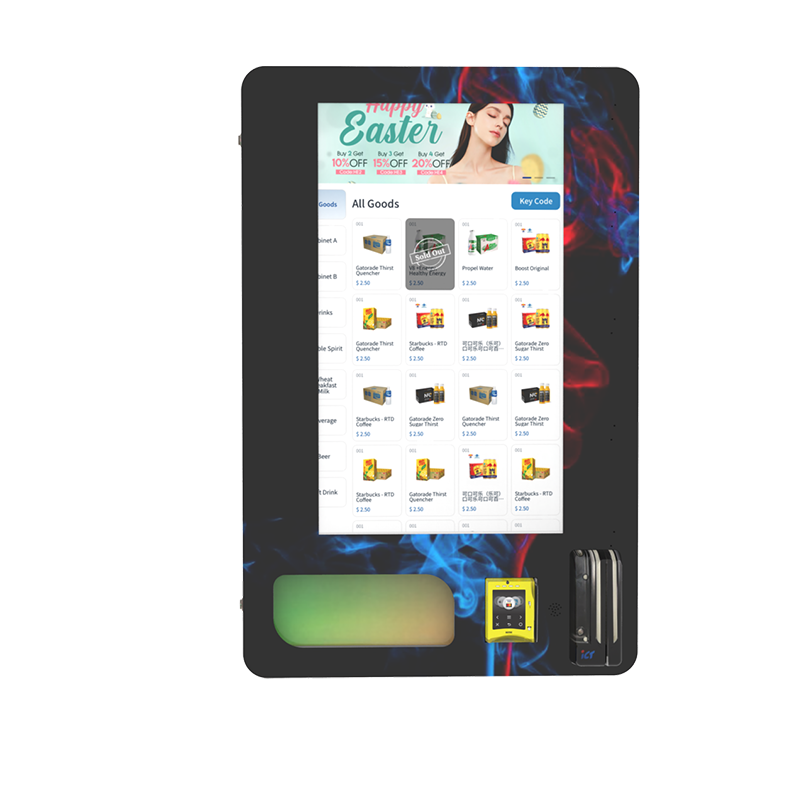 Wall mounted vape vending machine for hotel and airport lounge installation